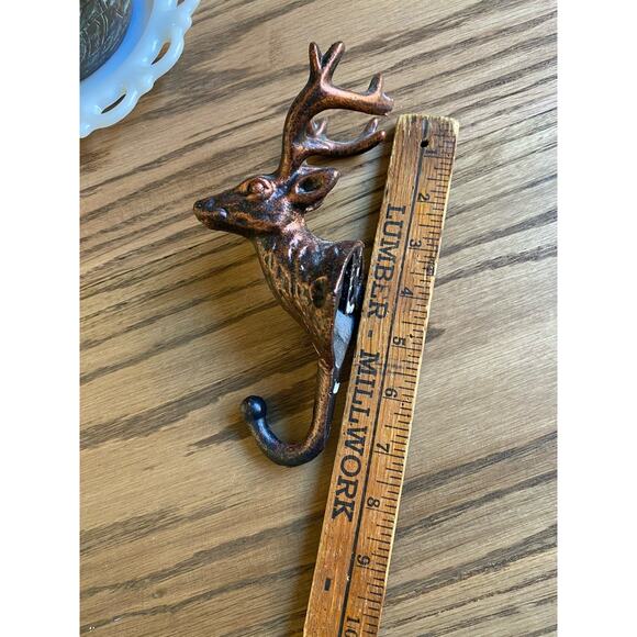 Rustic Reindeer Elk Deer Head Coat Hook Coppertone Metal - Picture 4 of 4